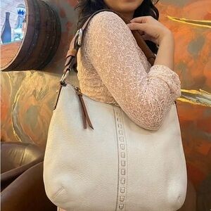 Y2k Coach Pebbled Leather Large Ivory soho Hobo Hampton Shoulder Bag